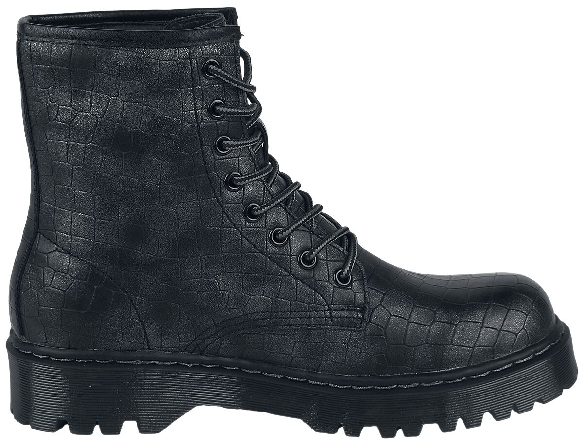 Bottines Lacées Motif Crocodile | Black Premium by EMP Bottes
