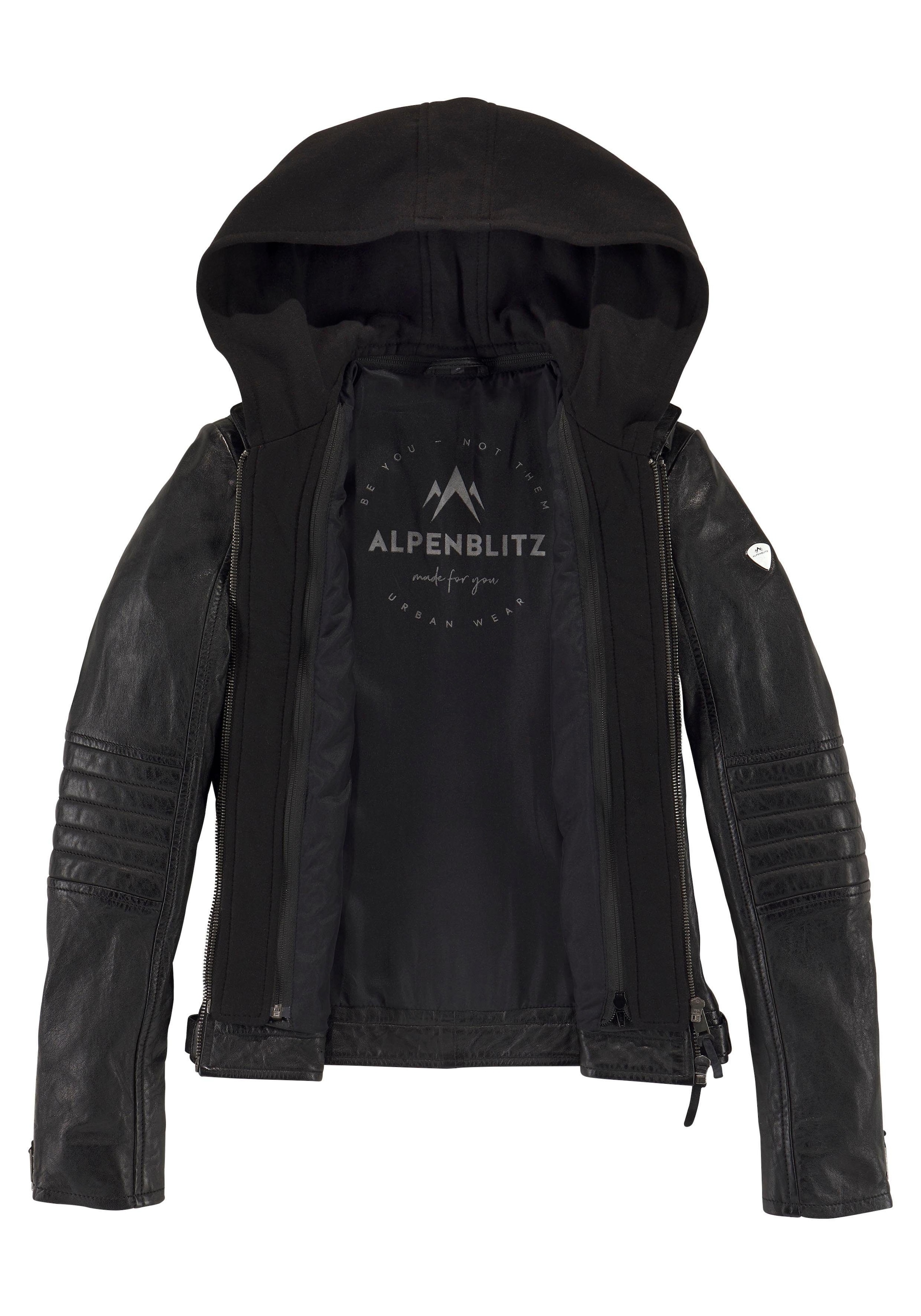 ALPENBLITZ Lederjacke »Lissabon« mit Kapuze für Sommer und Übergangszeit,  aus Lammnappaleder,  stylisch