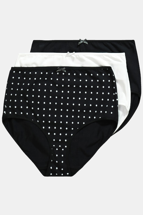 Maxislips, 3er-Pack, Punkte / einfarbig, High Waist