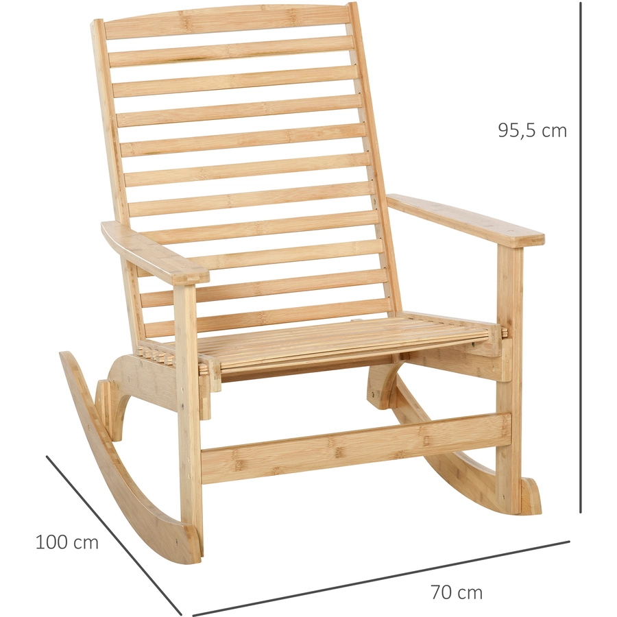 Outsunny Garten Schaukelstuhl aus Bambus natur