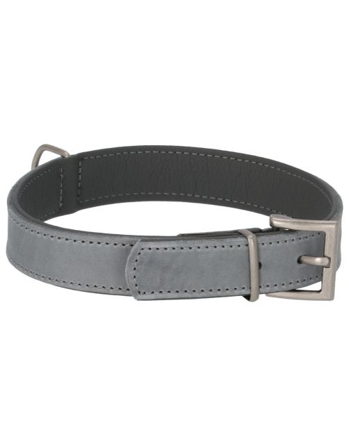 Adori Halsband Vetleder Gevoerd Grijs&Antraciet - Hondenhalsband