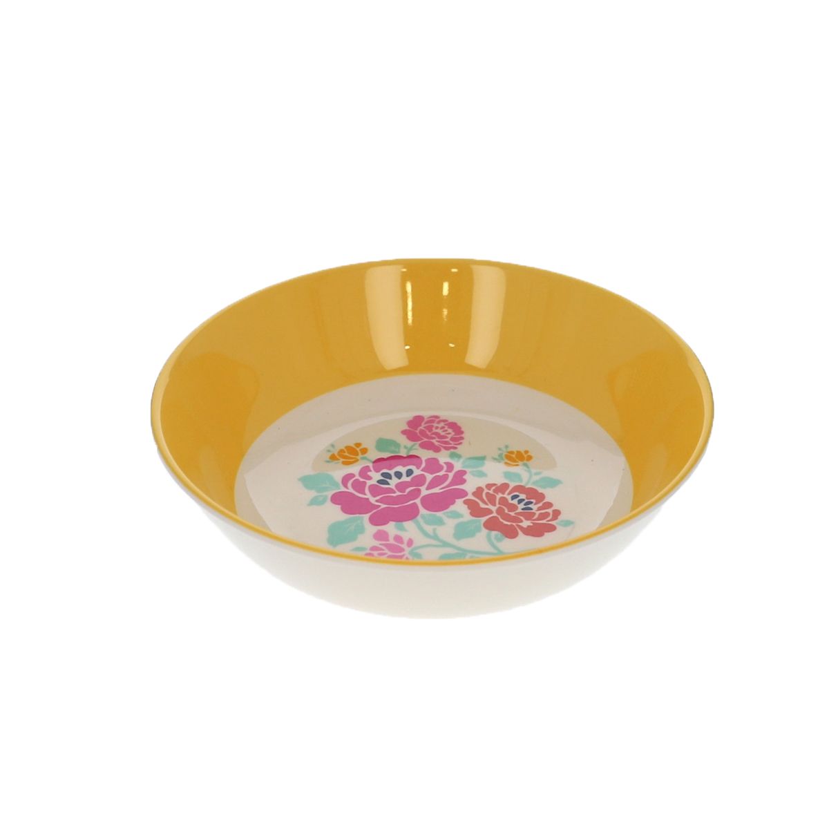 Assiette creuse en mélamine à fleurs jaunes Datcha Jolie saison