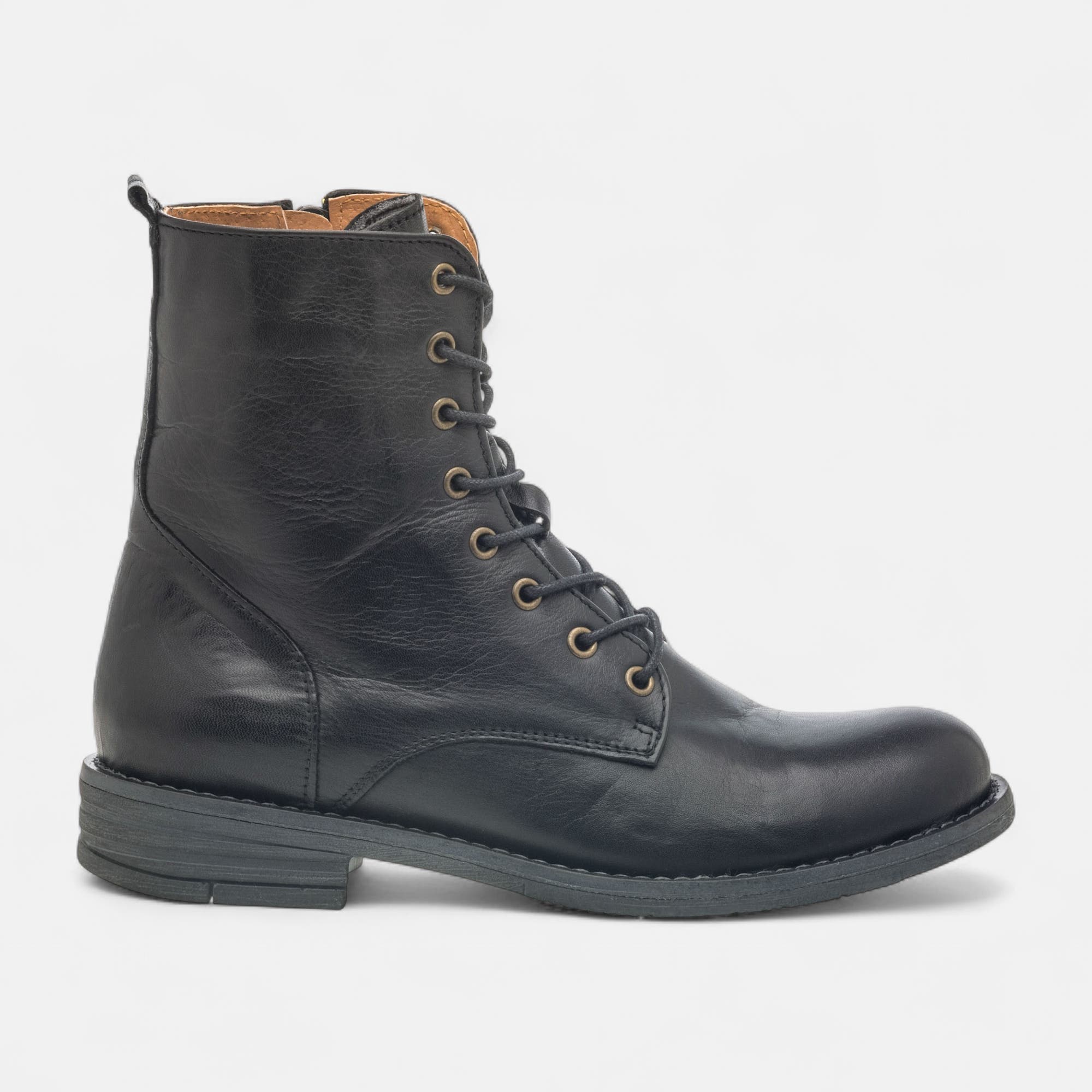 Bottines à lacets Femme en cuir noir