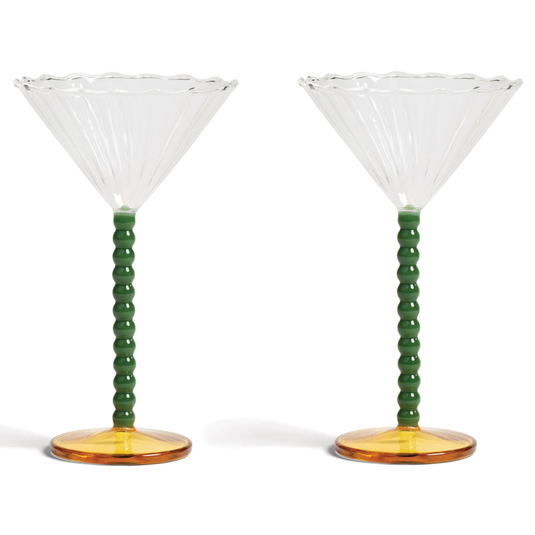 &klevering Perle Coupe champagneglazen set van 2 groen
