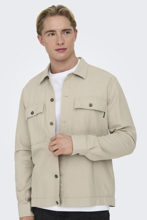 Only & Sons beige heren overhemd