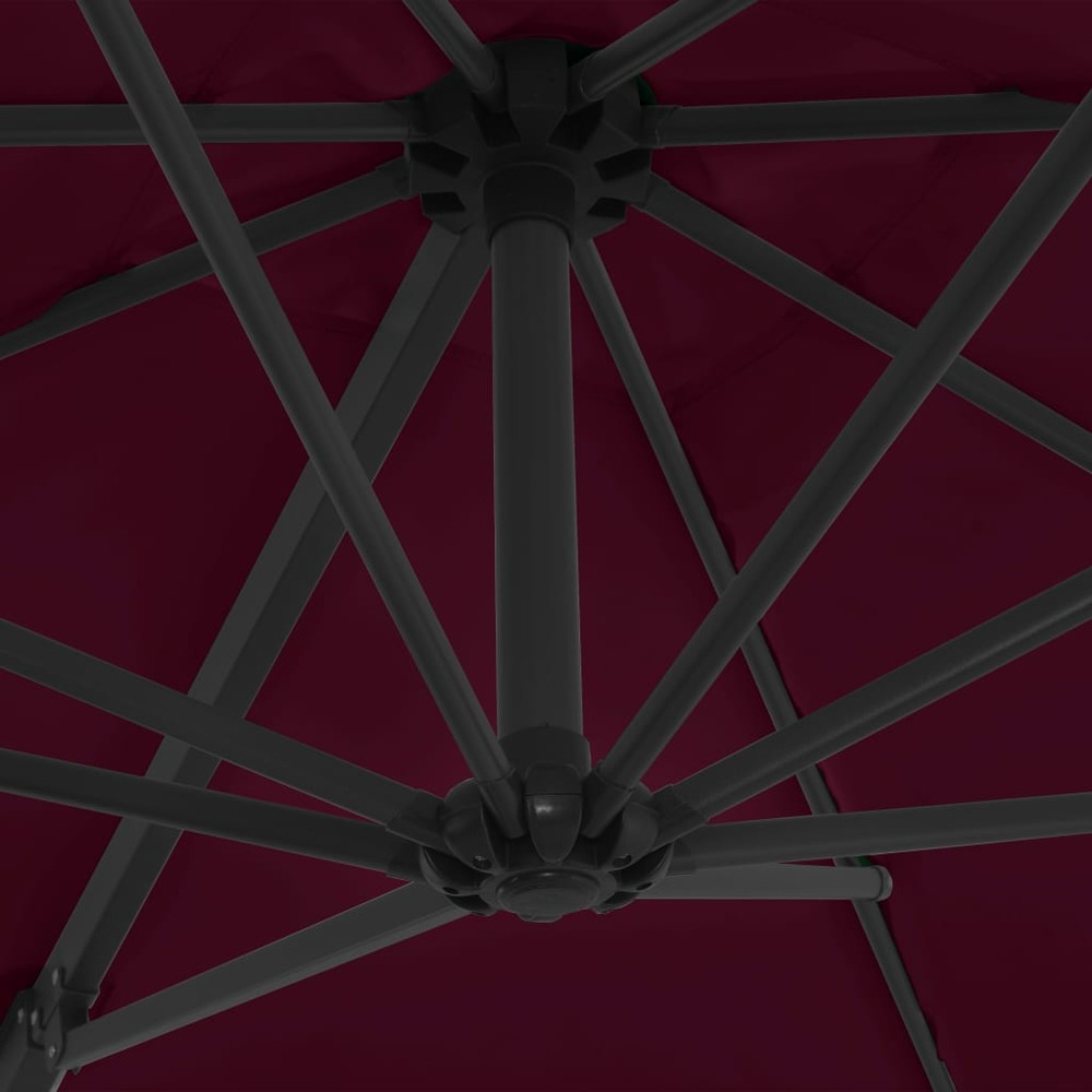 Parasol déporté avec mât en acier 250 x 250 cm rouge bordeaux