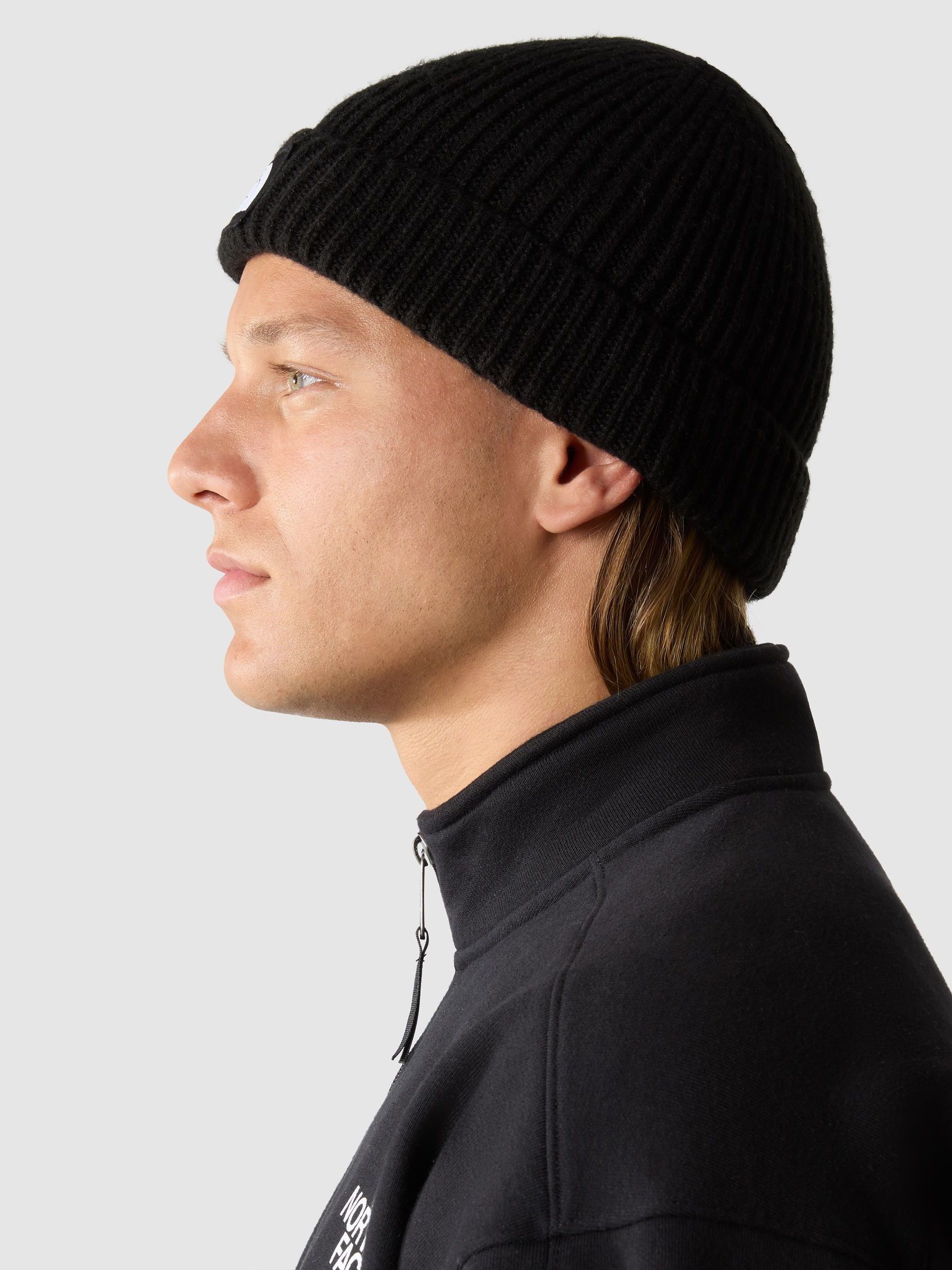 Zwart - The North Face - Beanie-muts met boord en rechthoekig logo