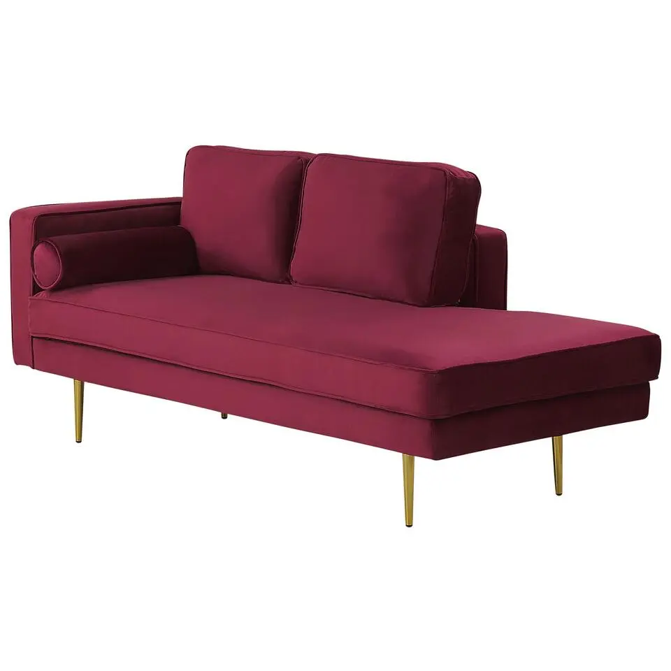 MIRAMAS - Chaise longue - Rood - Linkerzijde - Fluweel