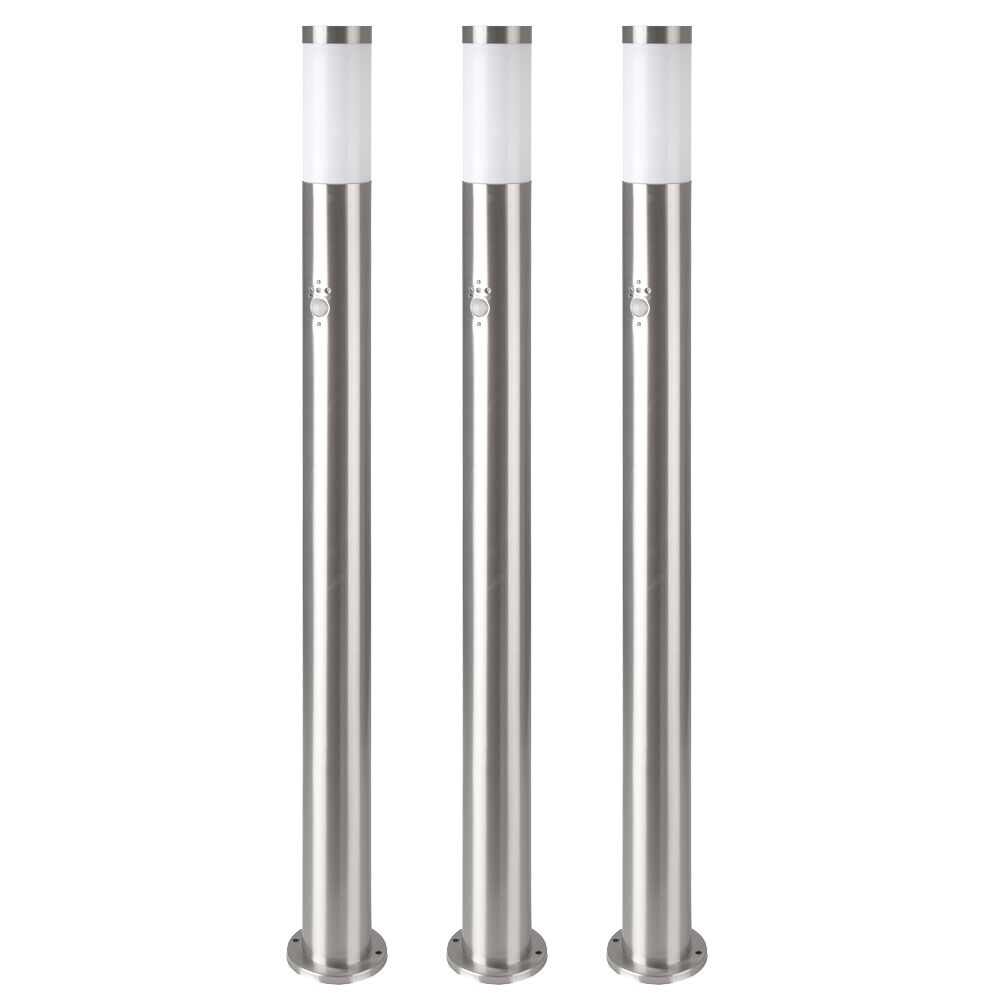 3x Stehleuchte silber, Bewegungsmelder, H 110 cm
