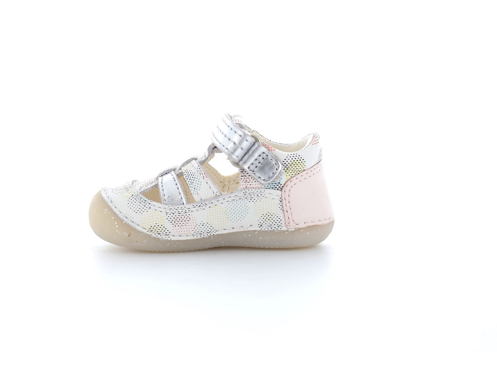 Kickers-SUSHY Cuir Blanc Rose