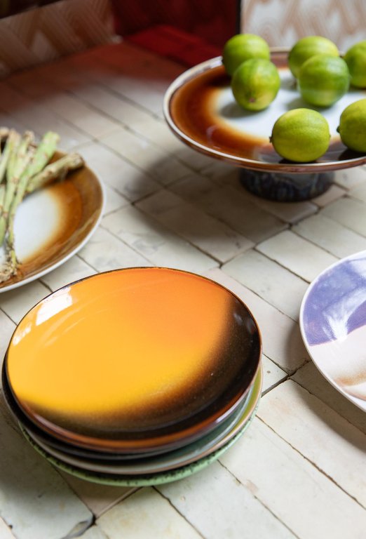HKliving 70's Ceramic gebaksbordje Ø17.5 set van 2 Horizon