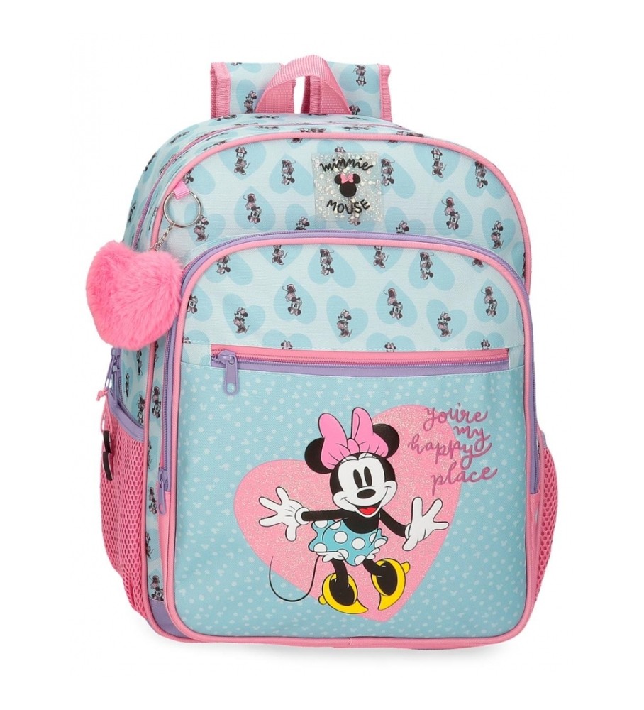 Disney Mochila escolar My happy place azul, rosa -30x38x12cm-