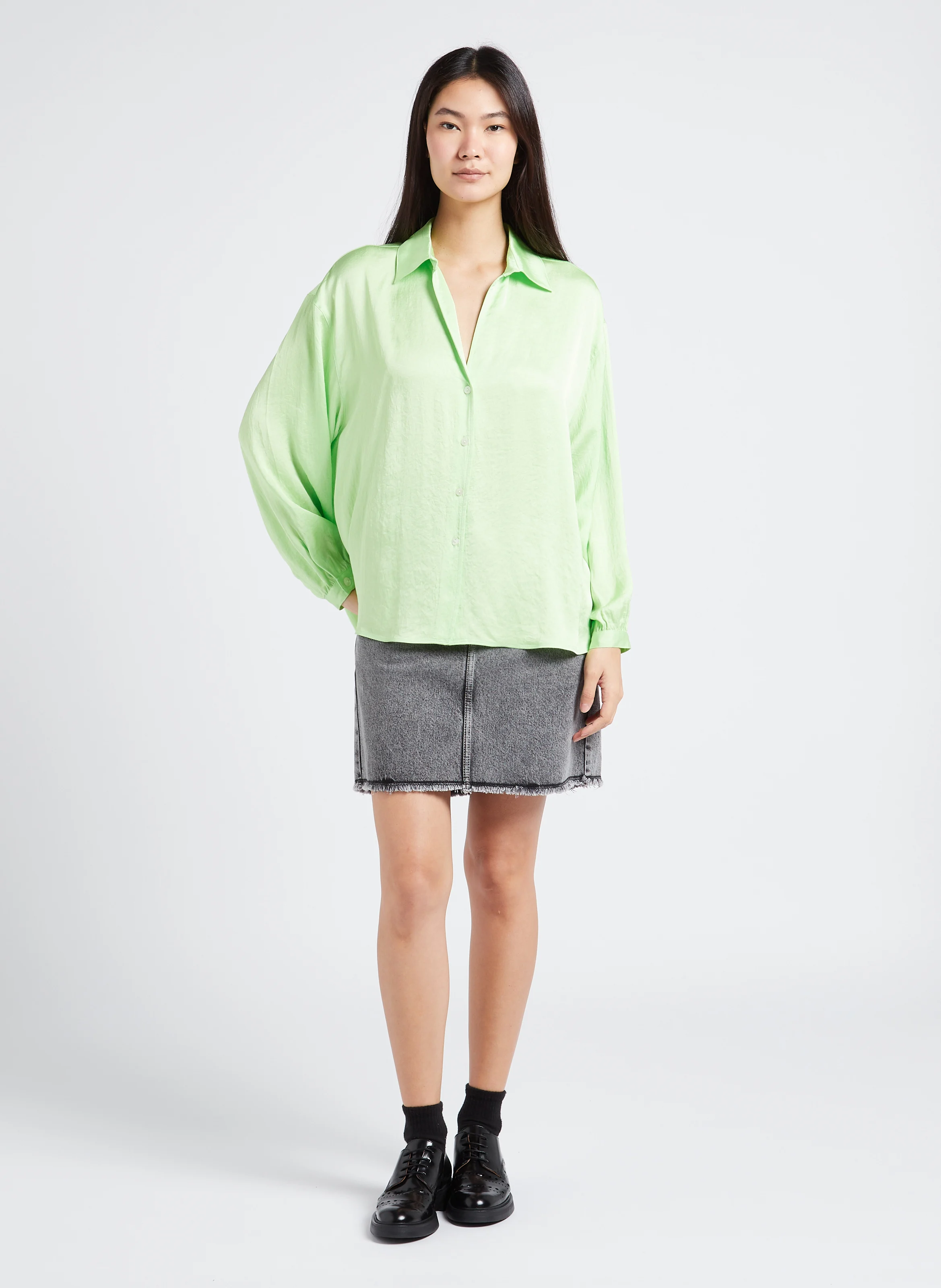 YOPDAY-B - Jupe courte droite en coton | Gris