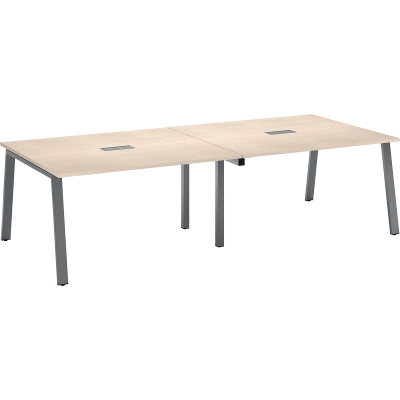 Table de réunion modulable avec extension ECLA L 280 x P 126 cm piétement métal