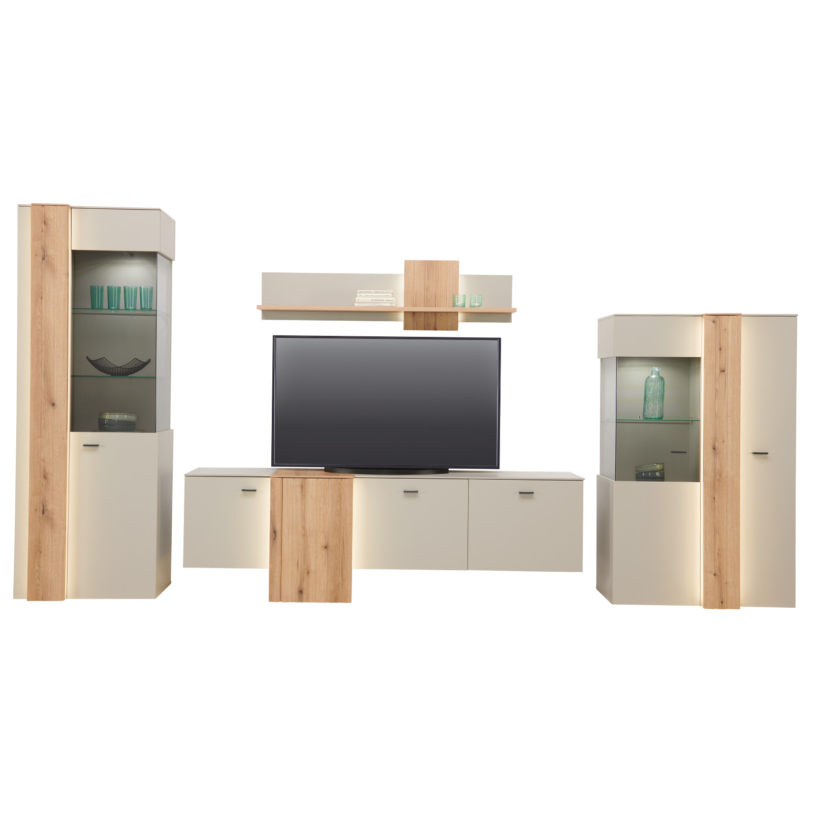 Standvitrine SANTANA - Coast Evoke Eiche-kieselgrau - 203 cm