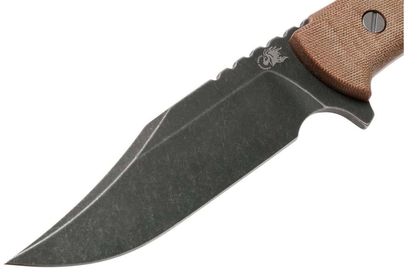 Rick Hinderer Ranch Bowie Natural Canvas Micarta, Battle Black, bowie mes