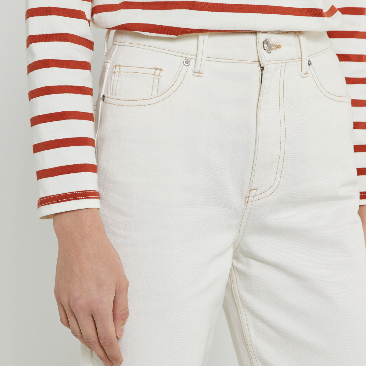 COLEÇÕES LA REDOUTE<br>Mom jeans, algodão orgânico, Signature PAULINE