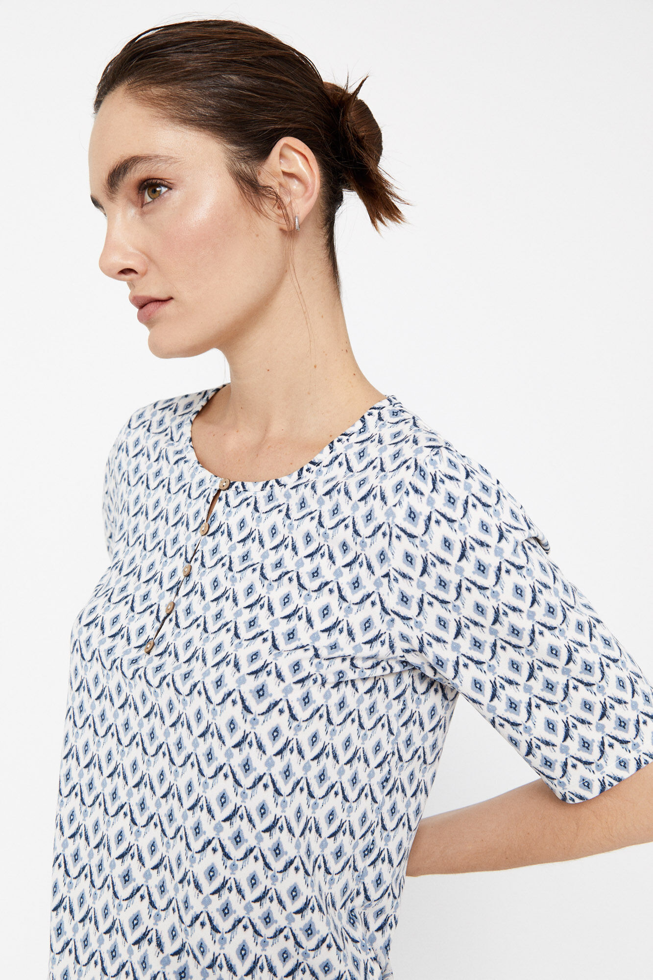 Blusa de malha estampada - Estampa azul
