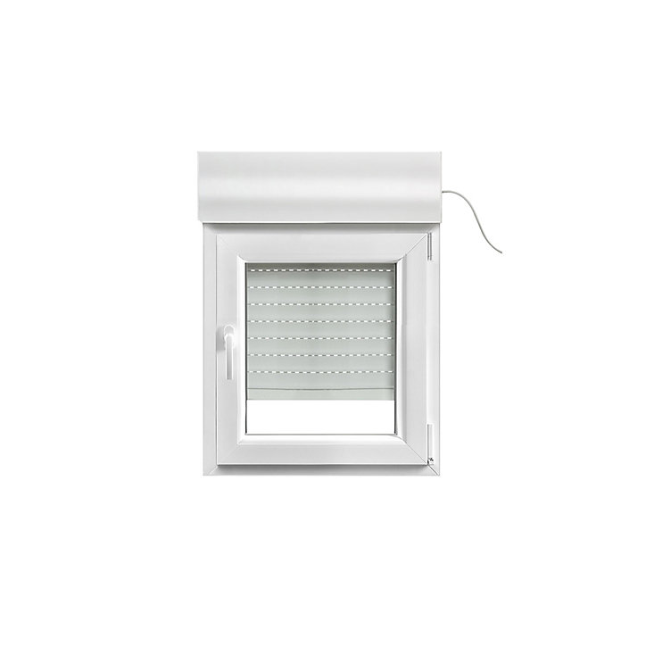 Fenêtre PVC 1 vantail oscillo-battant + volet roulant électrique GoodHome blanc - l.40 x h.45 cm, tirant droit