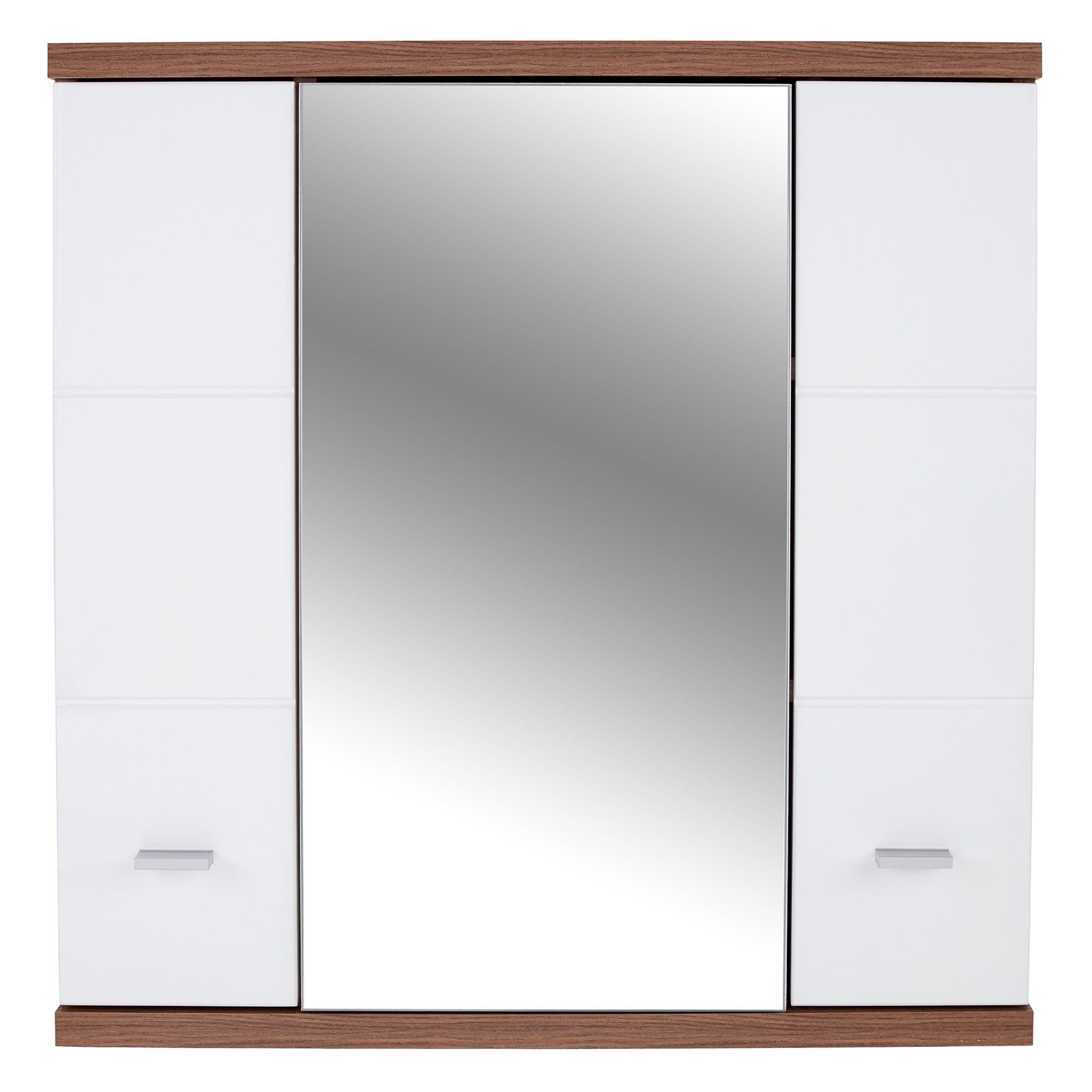 Spiegelschrank - Eiche Kraft dunkel-weiß Hochglanz - 70 cm