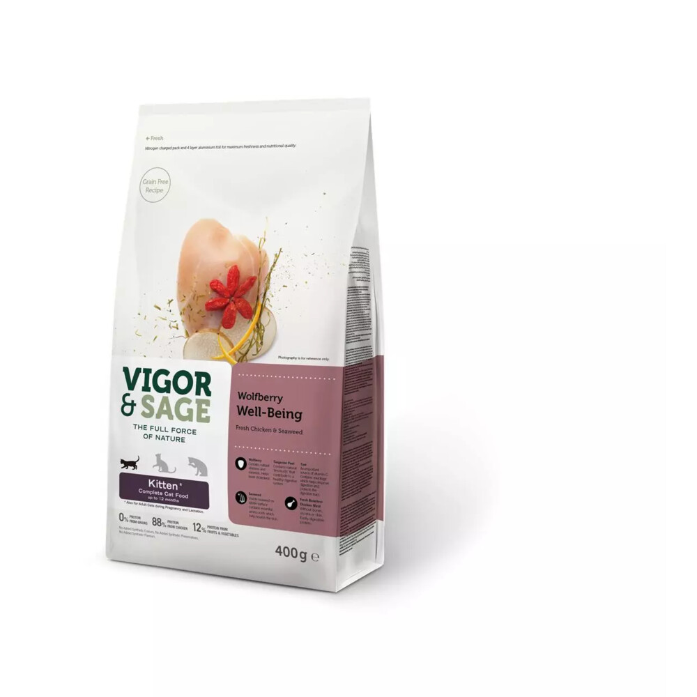 Vigor & Sage Kattenvoer Kitten Well-Being Wolfberry400 gr