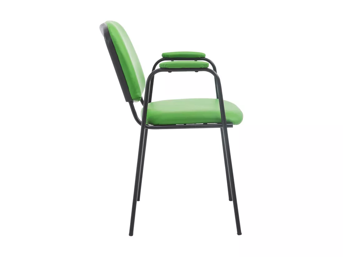 Chaise de conférence - Similicuir & Métal noir mat - Vert - Ken Pro