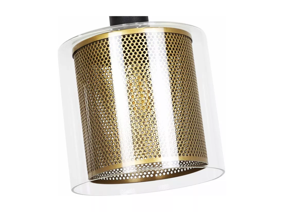 NETTLIFE Suspension métal noir doré E14 Diam.171,5 cm vintage industrielle verre 3 lampes pour salon, bureau, salle à manger