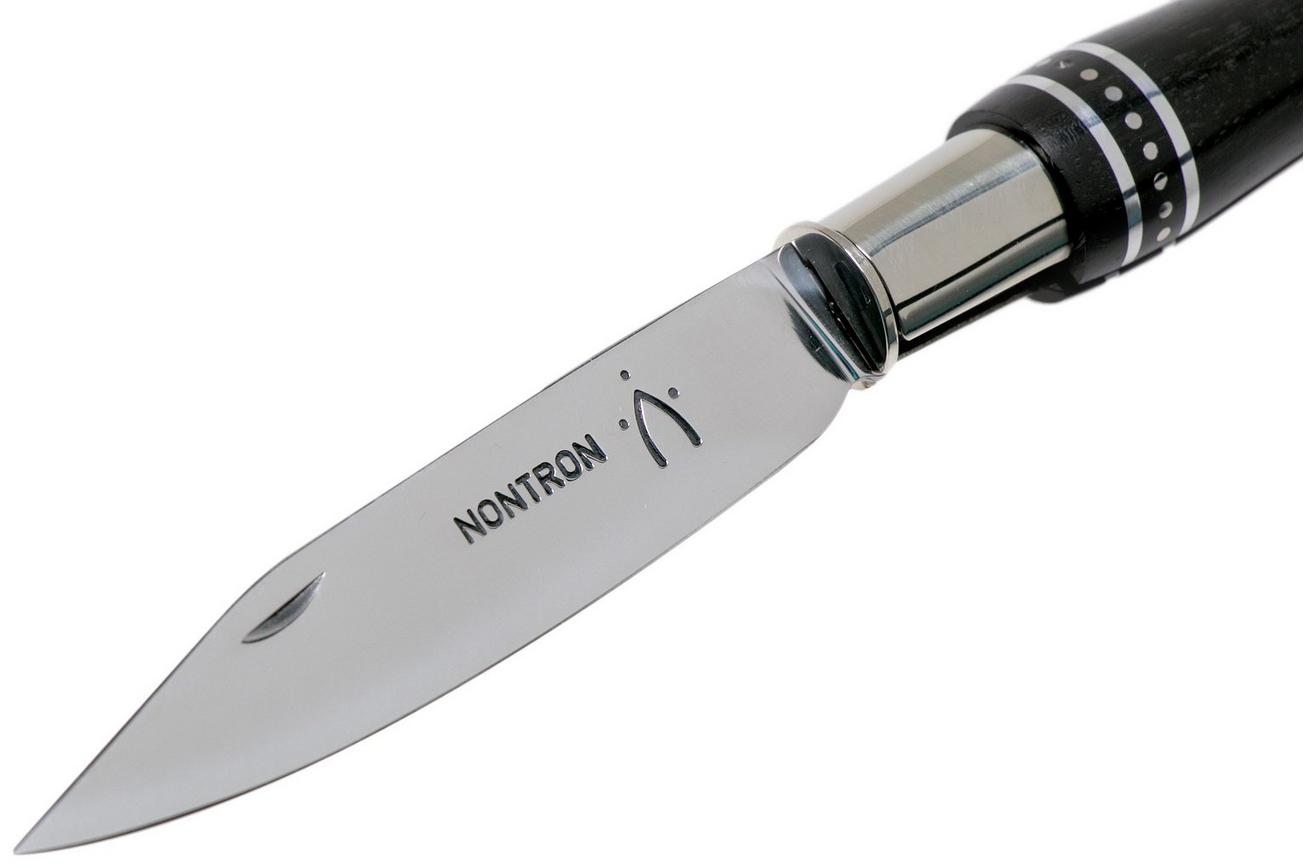 Nontron No. 25 Nickel Silver Turning Ferrule, Marquetry Ebony Aluminium, double ferrule NN25DVEBALU zakmes