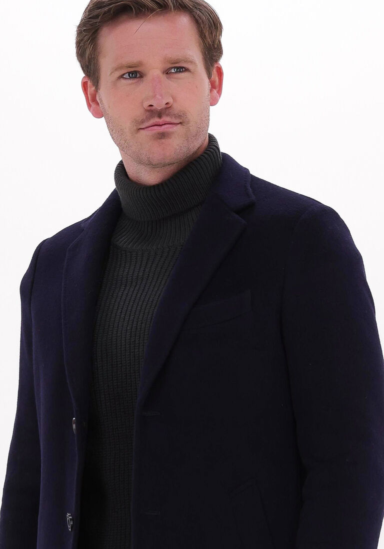 PROFUOMO donkerblauwe profuomo mantel outerw long coat knit navy
