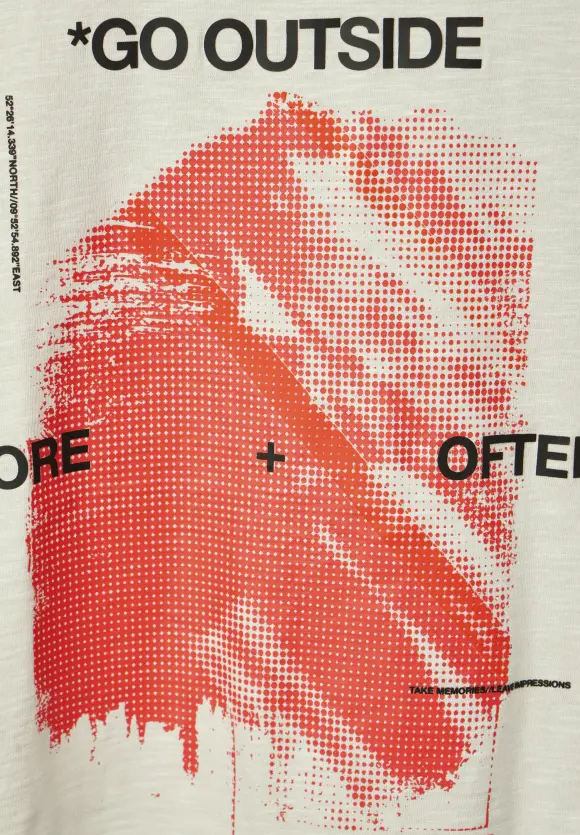 3D-Print Slub T-Shirt - faded stone