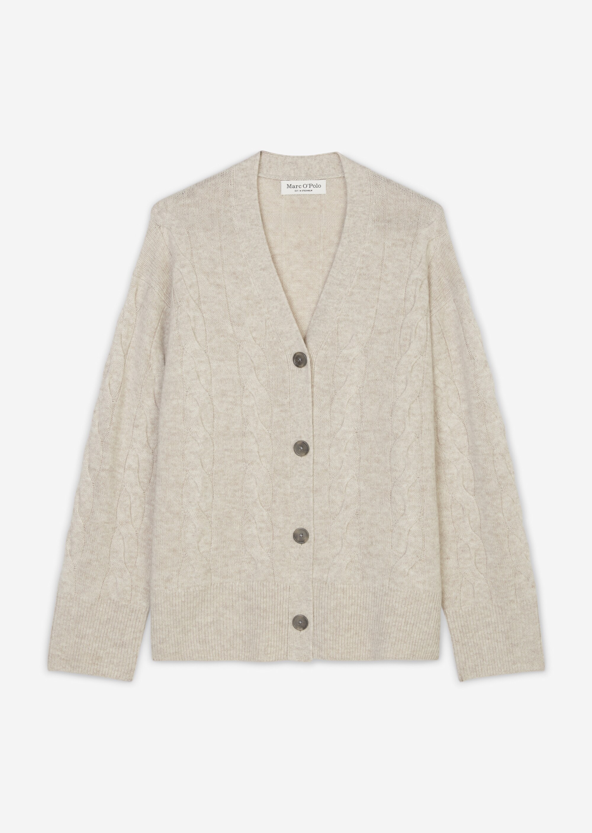 Zopfmuster-Cardigan oversize aus Schurwolle-Kaschmirwolle-Mix