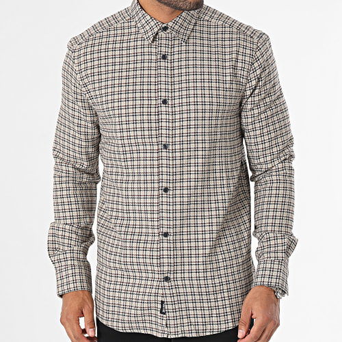 Chemise Manches Longues A Carreaux Tevin 22023025 Beige