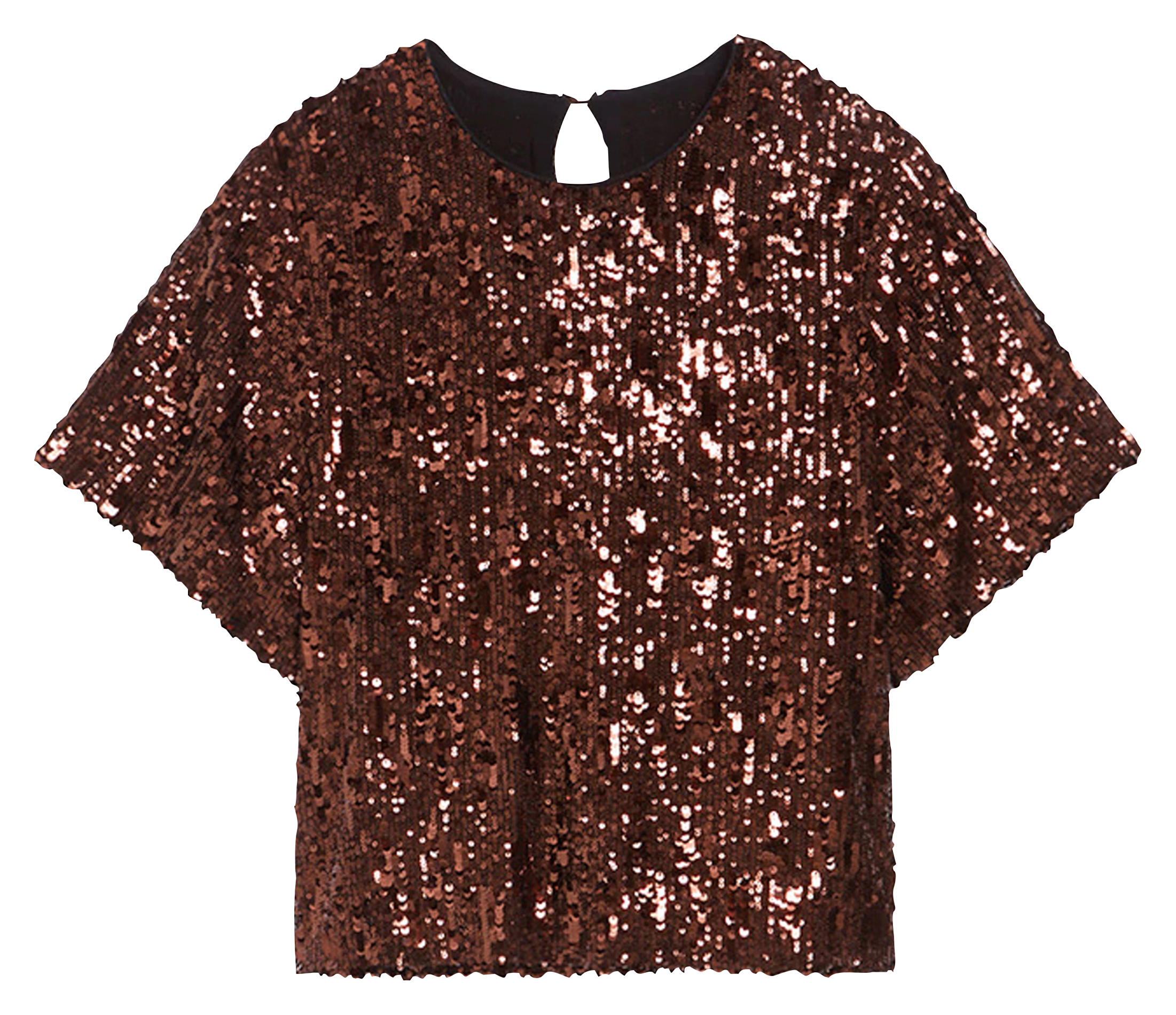 Tee-shirt col rond à sequins | Marron