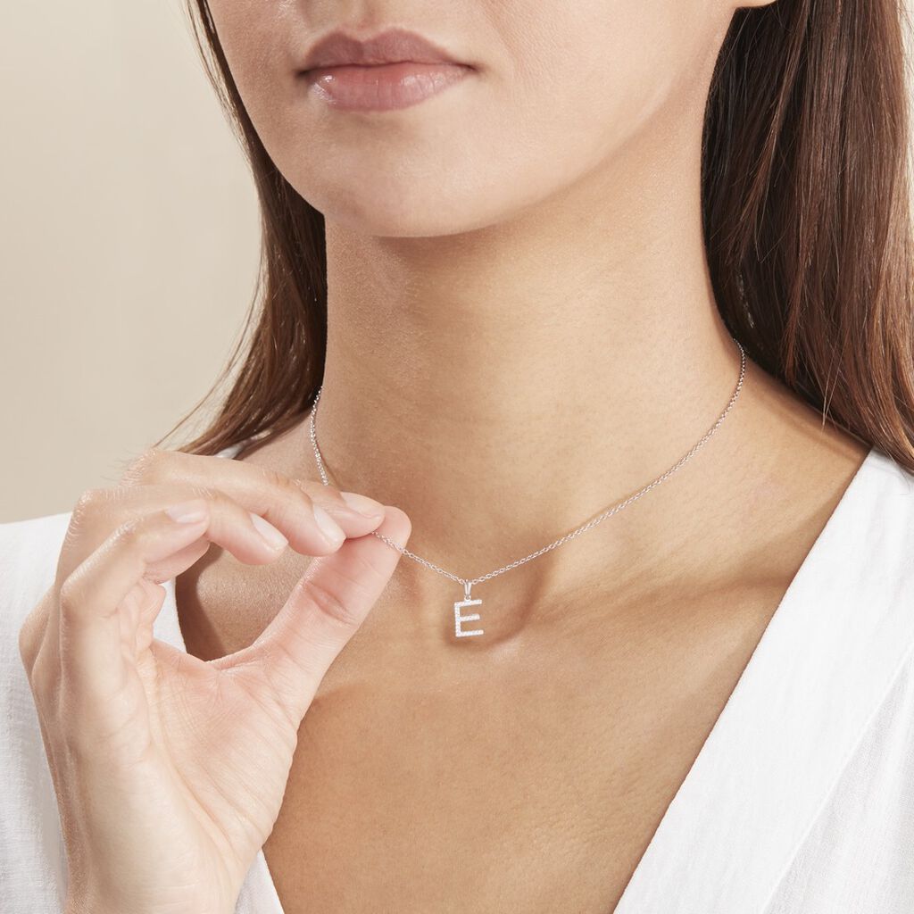 Pendentif Klementine Or Blanc Oxyde De Zirconium