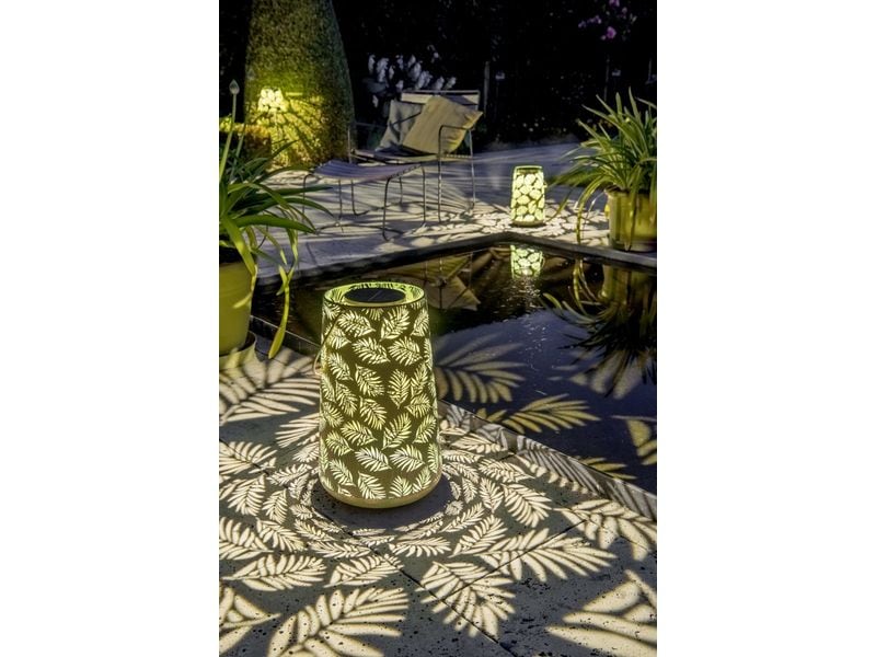 STT Laterne Solar Antic Bamboo, Ø 28 x 46 cm, Grün Solarleuchte zum Aufstellen oder Aufhängen
