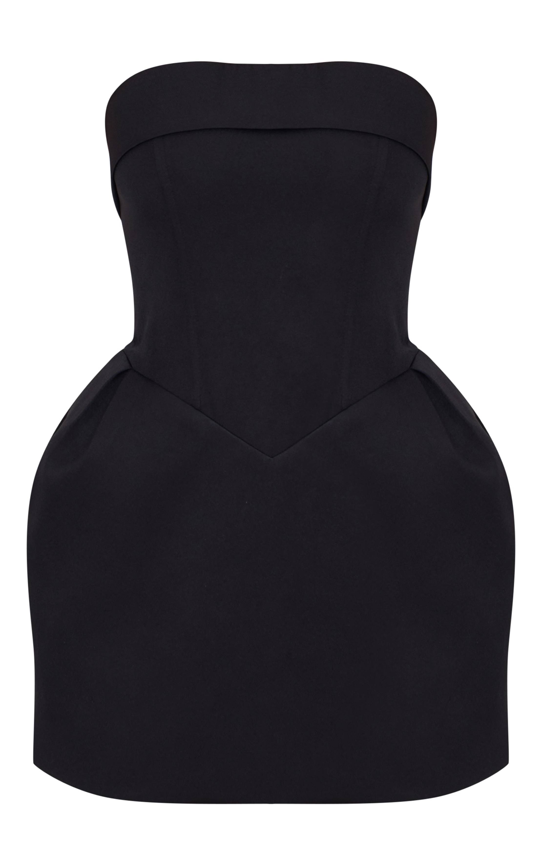 Noir Robe Mini Bustier Tissée Petite