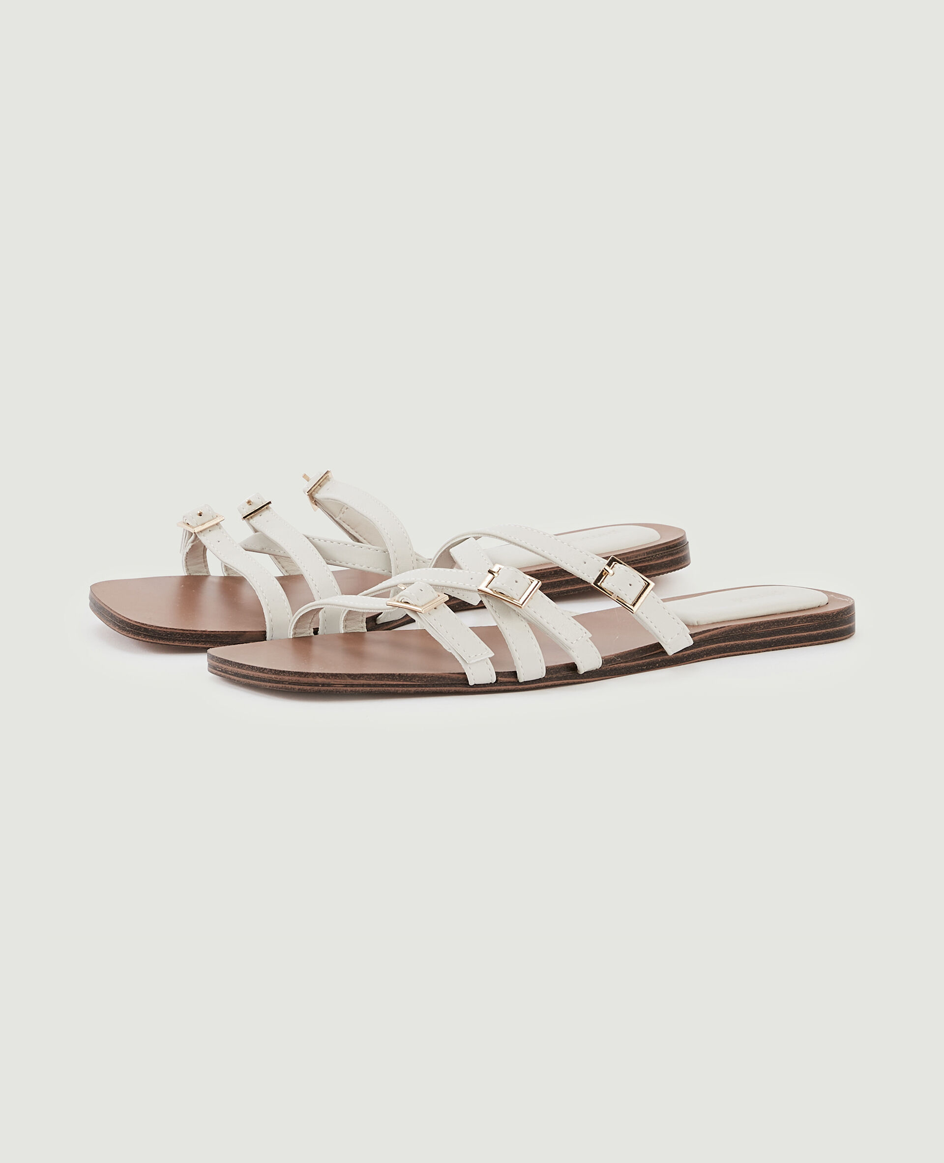 Mules plates avec brides - Blanc