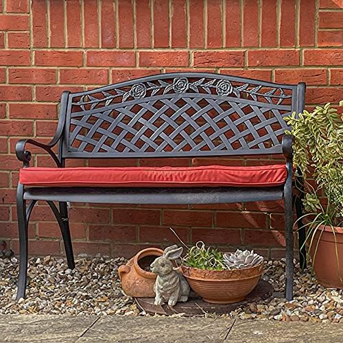 Lazy Susan Rose Gartenbank in Antik Bronze, Terrakotta Sitzkissen | Sandguss-Aluminium | Wetterfest | Rostfrei | Wartungsarm | 3 Jahre Garantie