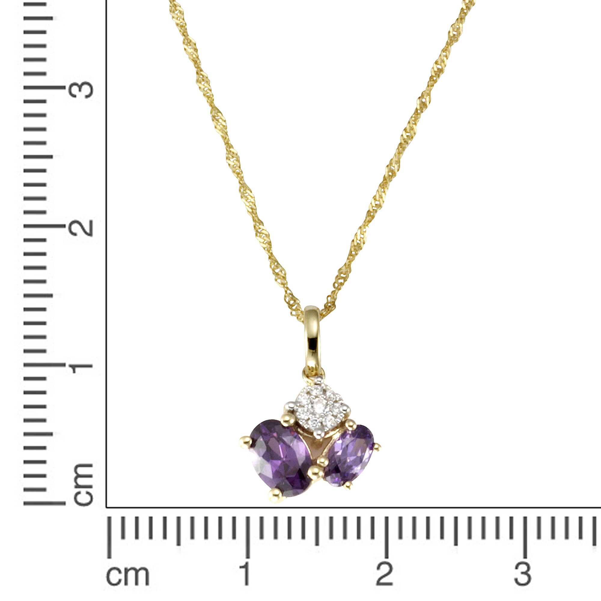 Fascination by Ellen K. Halskette Gold 375 mit echtem Amethyst + Zirkonia