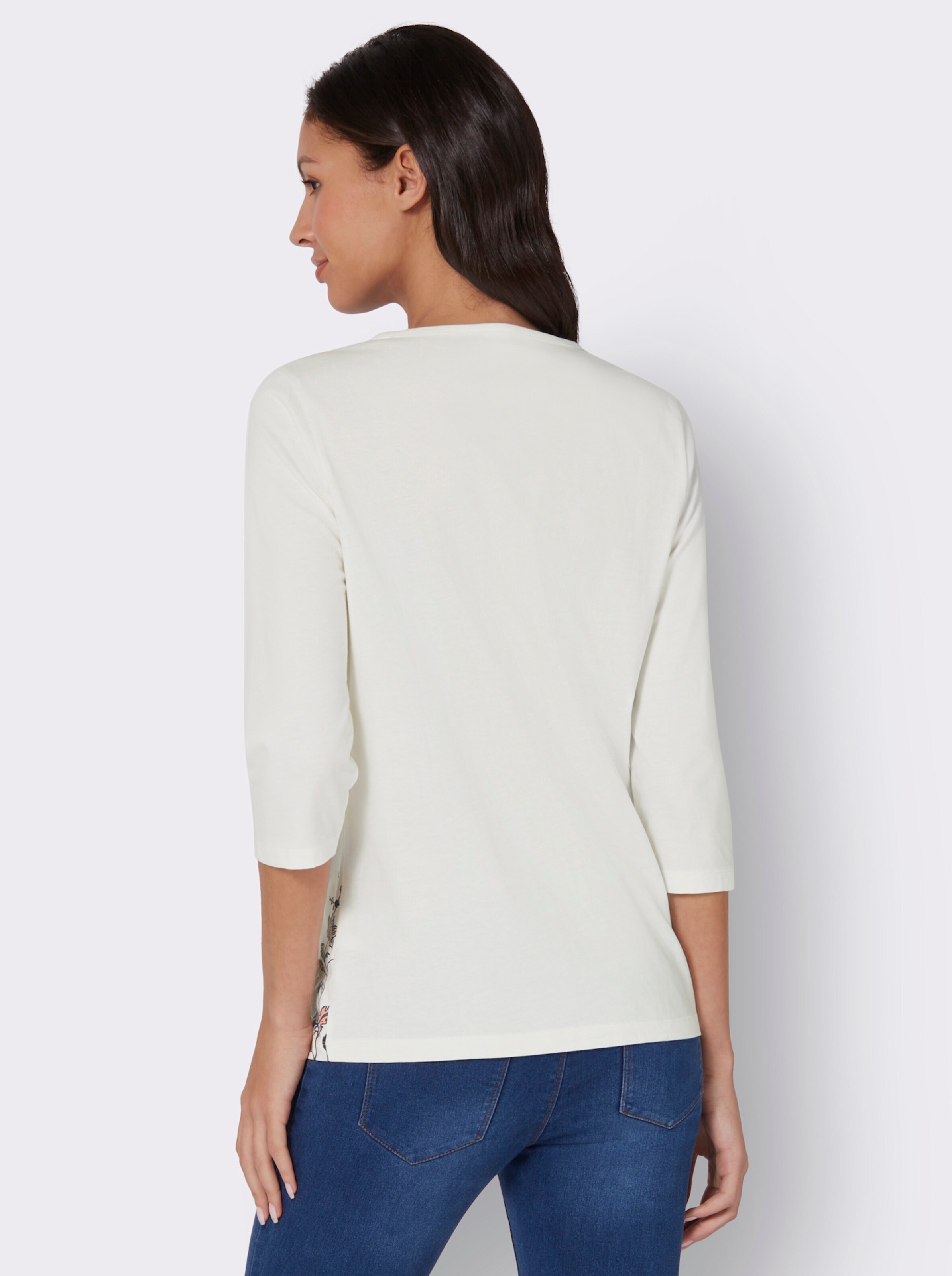 34-Arm-Shirt mit Bordüren-Druck
