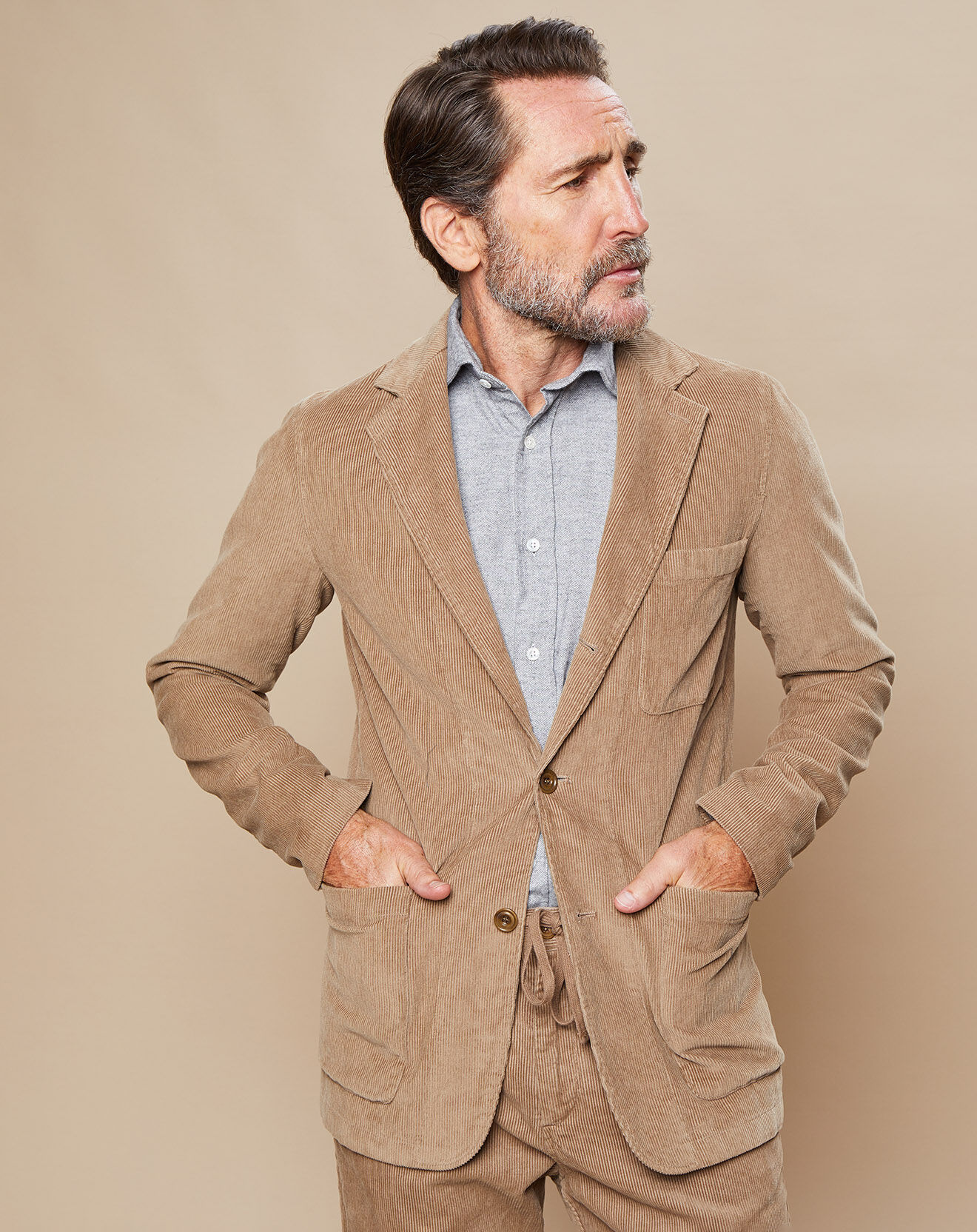 Hartford Veste en Velours côtelé Jonny beige