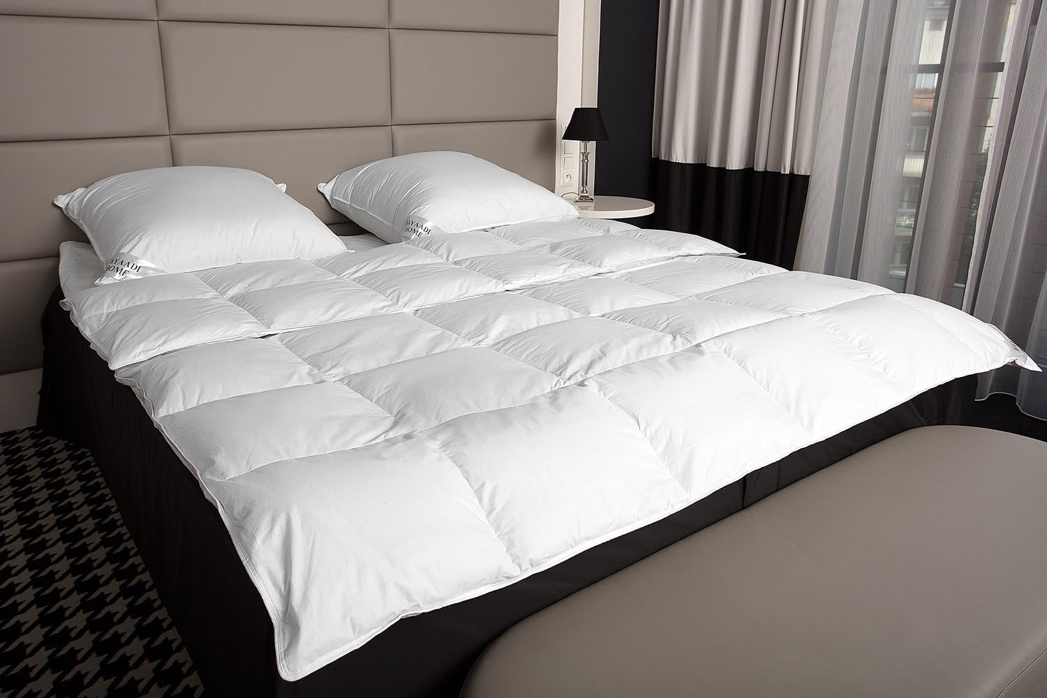 Mayaadi-Home Daunendecke 135x200 cm | 1400g Bettdecke, 70% Gänsedaunen 30% Federn | 100% natürliche Baumwolle | Made in Europe | Steppdecke geeignet für Allergiker | HS23