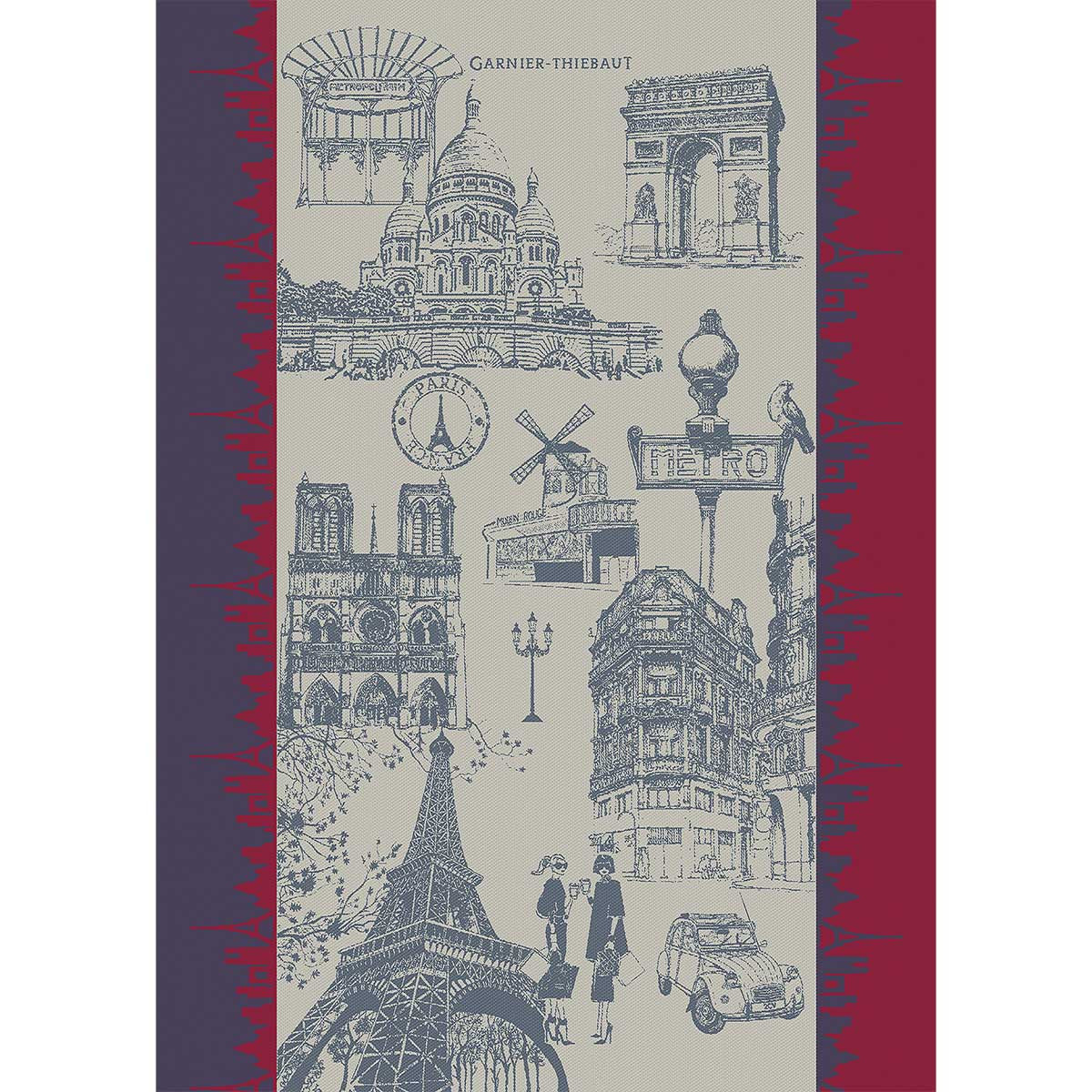 Torchon pur coton rouge 56x77 Garnier Thiebaut