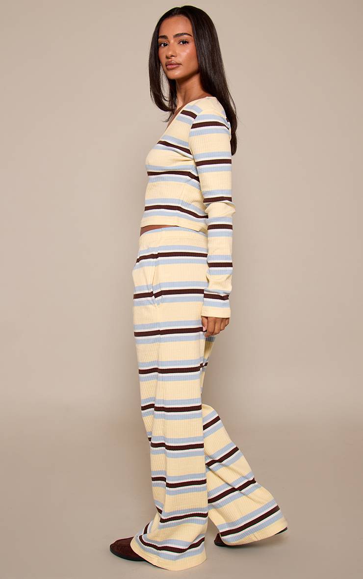 Crème Pantalon Droit Côtelé À Rayures Petite Taille Ensemble Coordonné