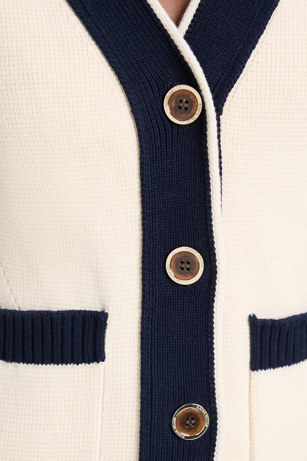 KarenMillen Cardigan En Coton Tricoté À Bords Contrastés
