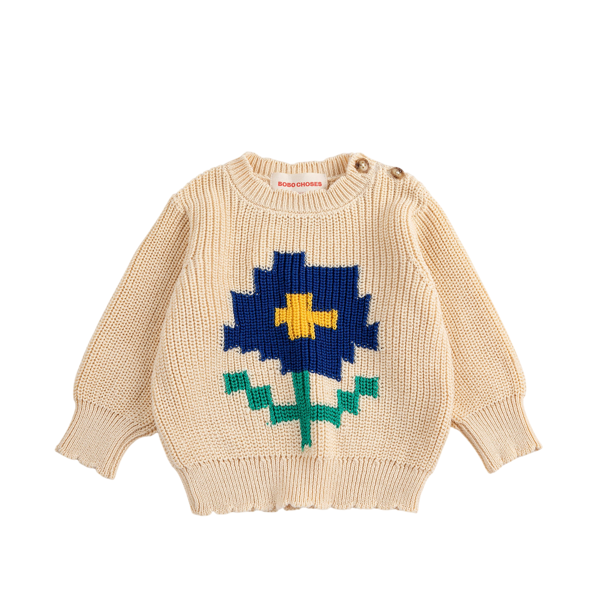 Baby Pullover Pixel Daisy White