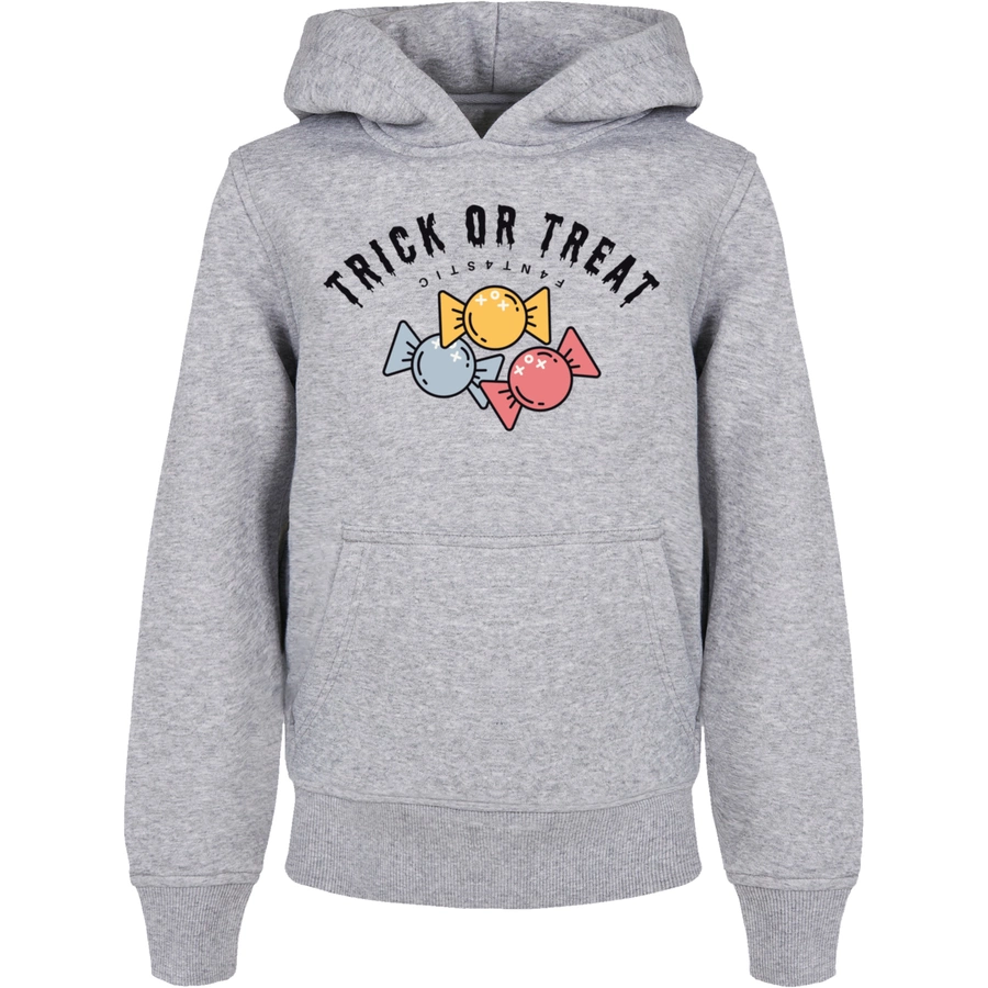 F4NT4STIC Basic Kids Hoodie Trick Or Treat Halloween heathergrey