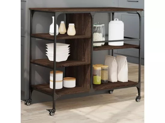 Chariot de cuisine chêne marron 100x45x89,5cm bois d'ingénierie