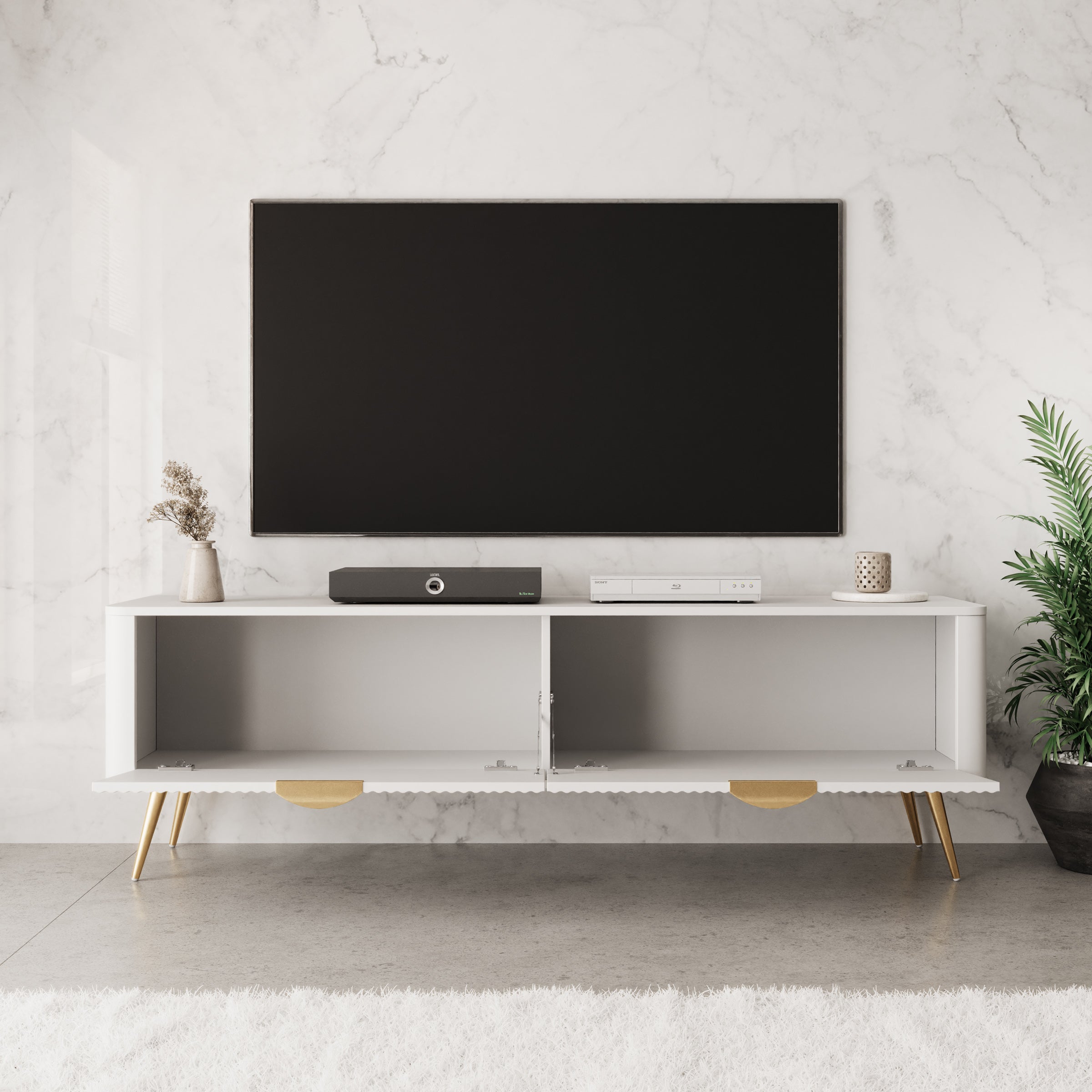 Meubella - TV-Meubel Lima - Wit - 163 cm