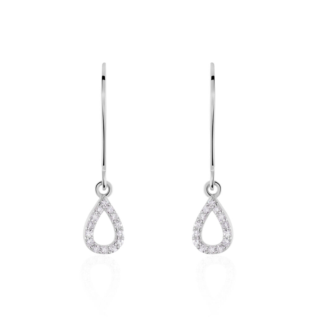 Boucles D'oreilles Pendantes Ursela Or Blanc Diamant